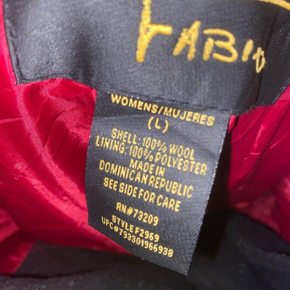 Vtg Fabio Wool Elegant Black Double-Breasted Black Peacoat Office Siren Coat L - Picture 4 of 16